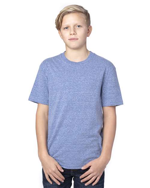Threadfast Apparel 602A Navy Triblend — on model front