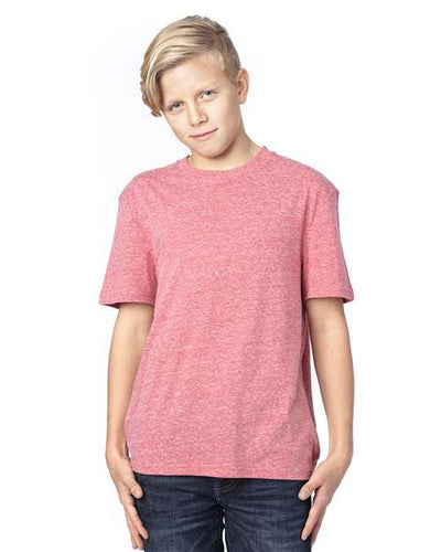 Threadfast Apparel 602A Red Triblend — on model front