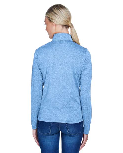 UltraClub 8618W Columbia Blue Heather — on model back