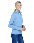 UltraClub 8618W Columbia Blue Heather — on model side
