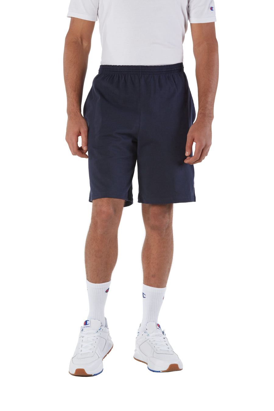 Cotton Jersey 9" Shorts with Pockets - Navy