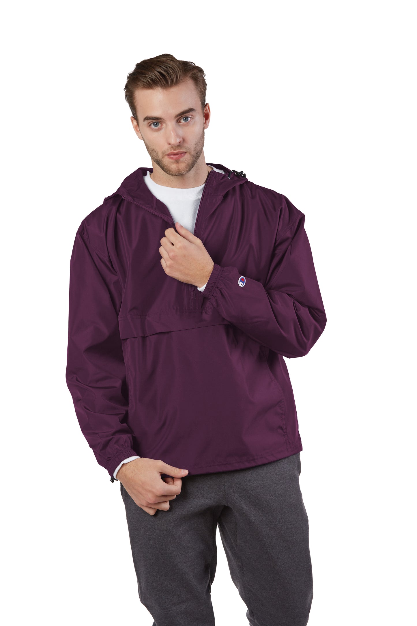 Unisex Packable Anorak 1/4 Zip Jacket - Maroon