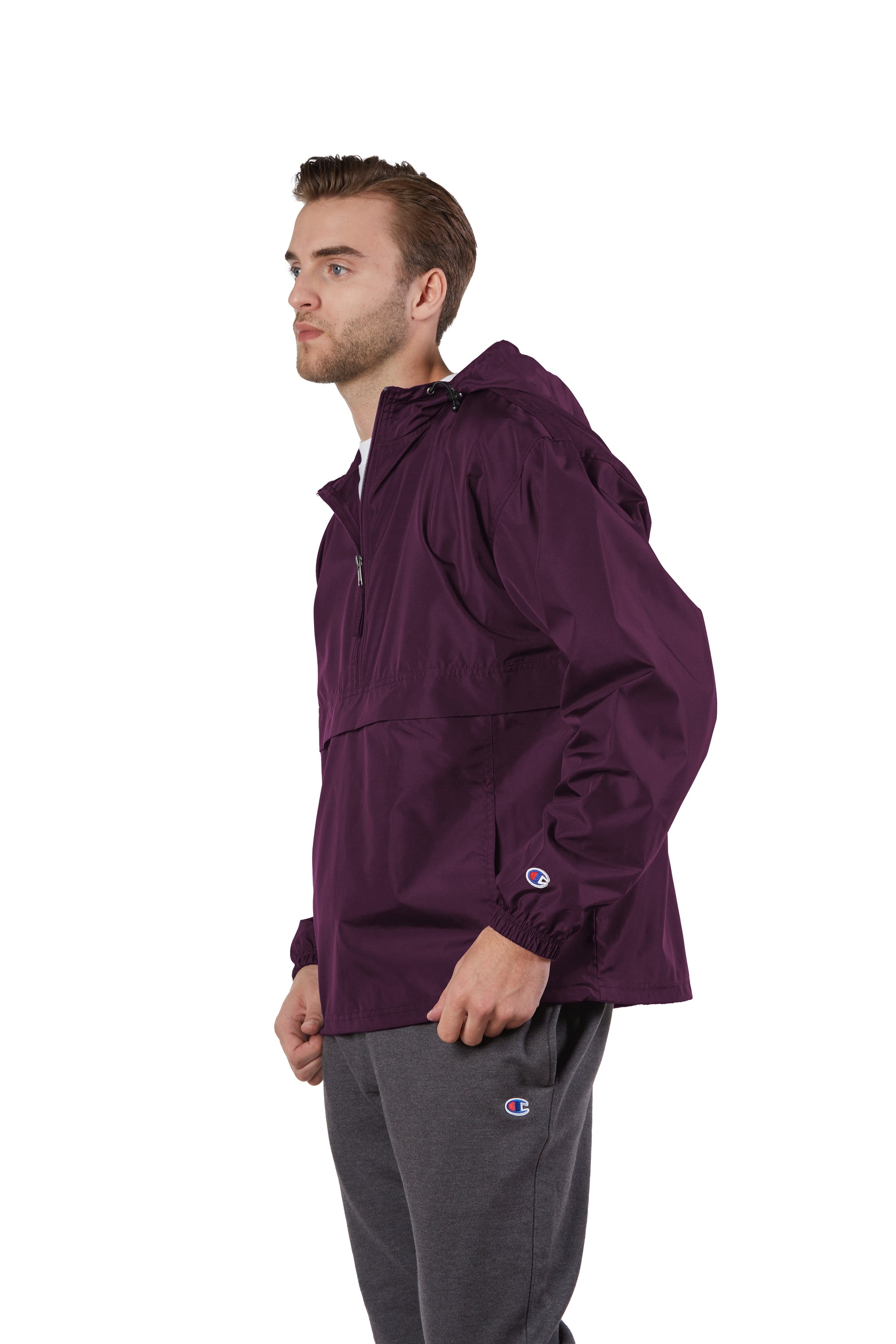 Unisex Packable Anorak 1/4 Zip Jacket - Maroon