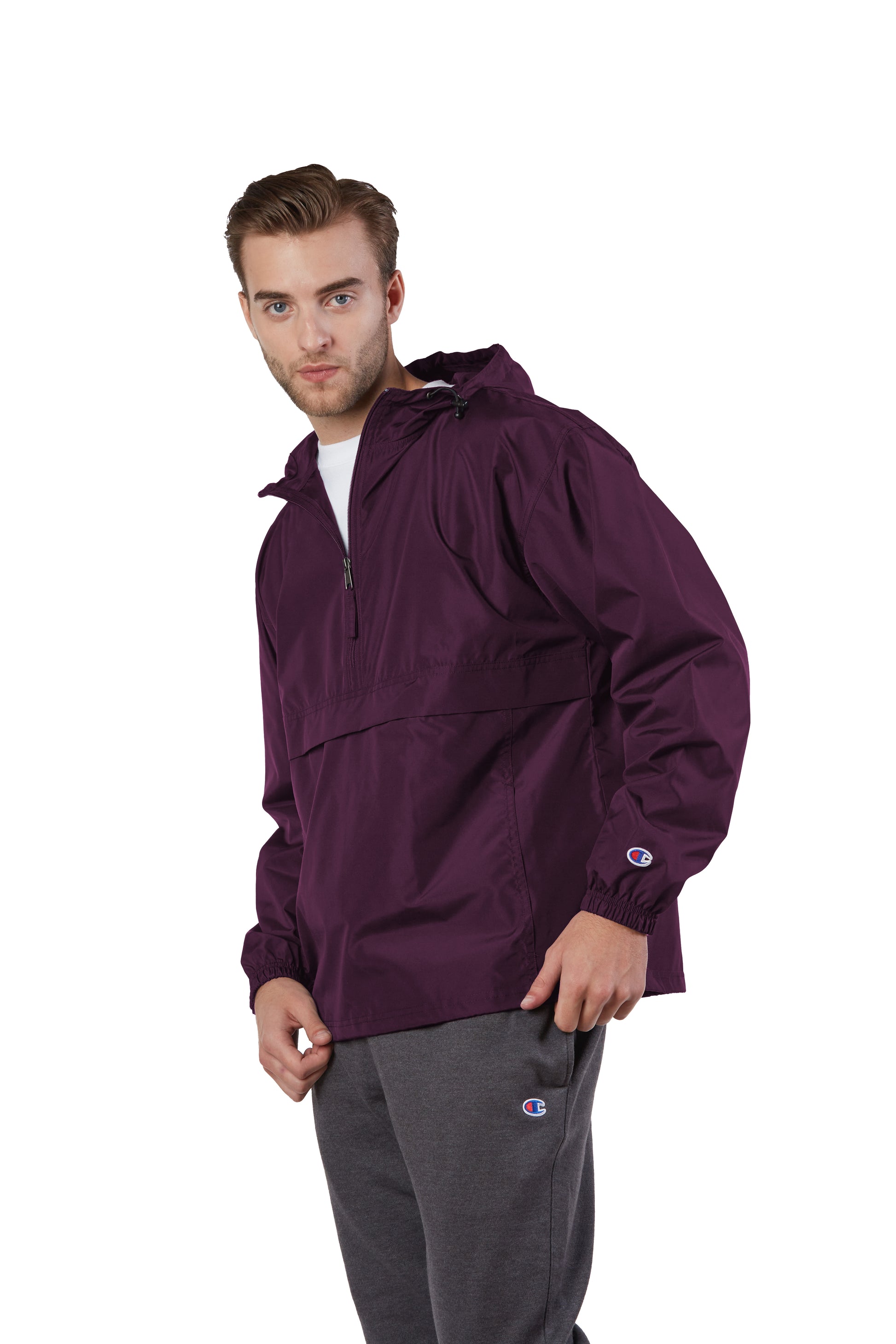 Unisex Packable Anorak 1/4 Zip Jacket - Maroon