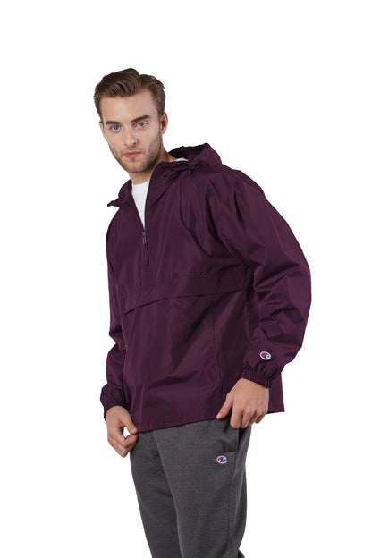Unisex Packable Anorak 1/4 Zip Jacket - Maroon