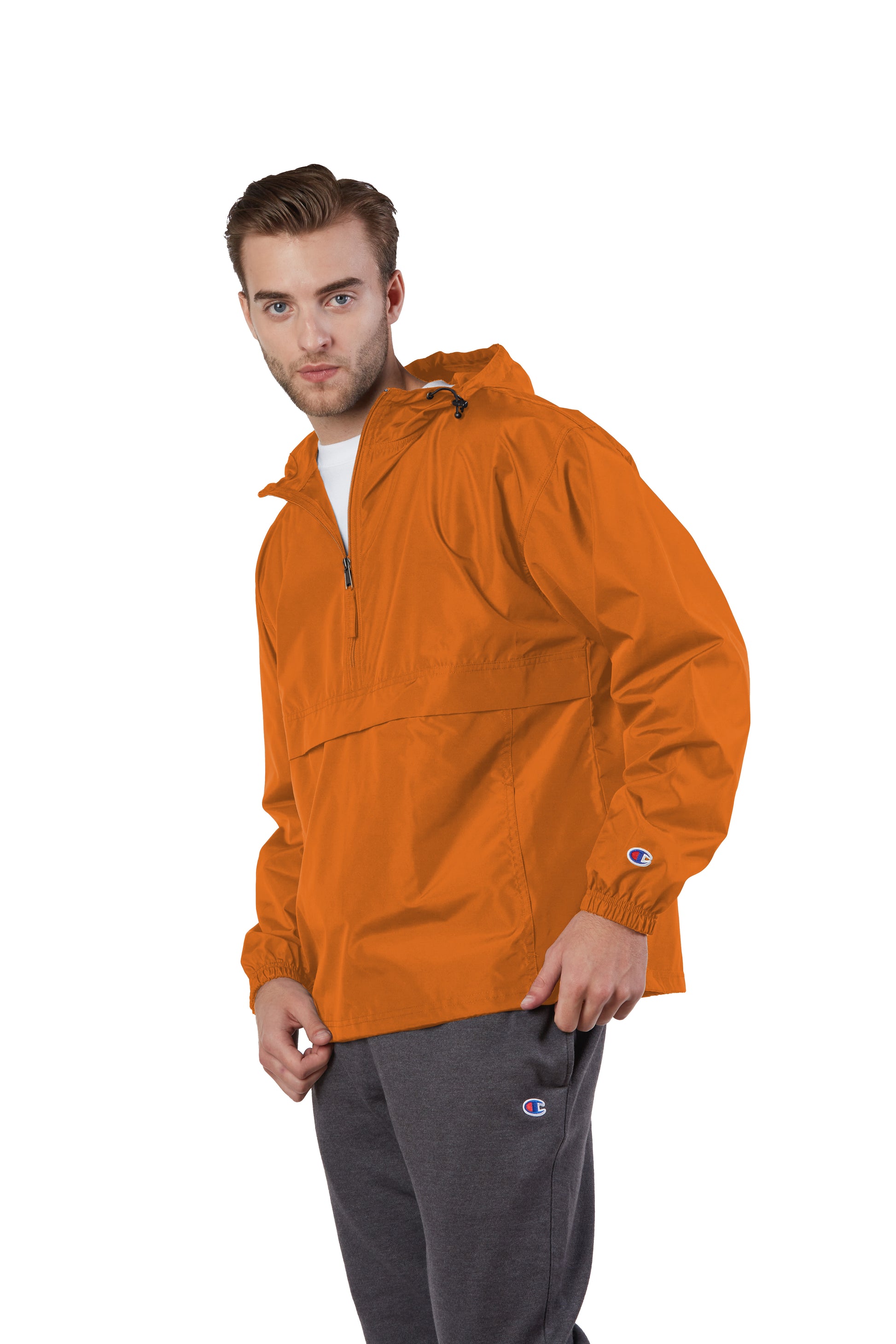 Unisex Packable Anorak 1/4 Zip Jacket - Orange