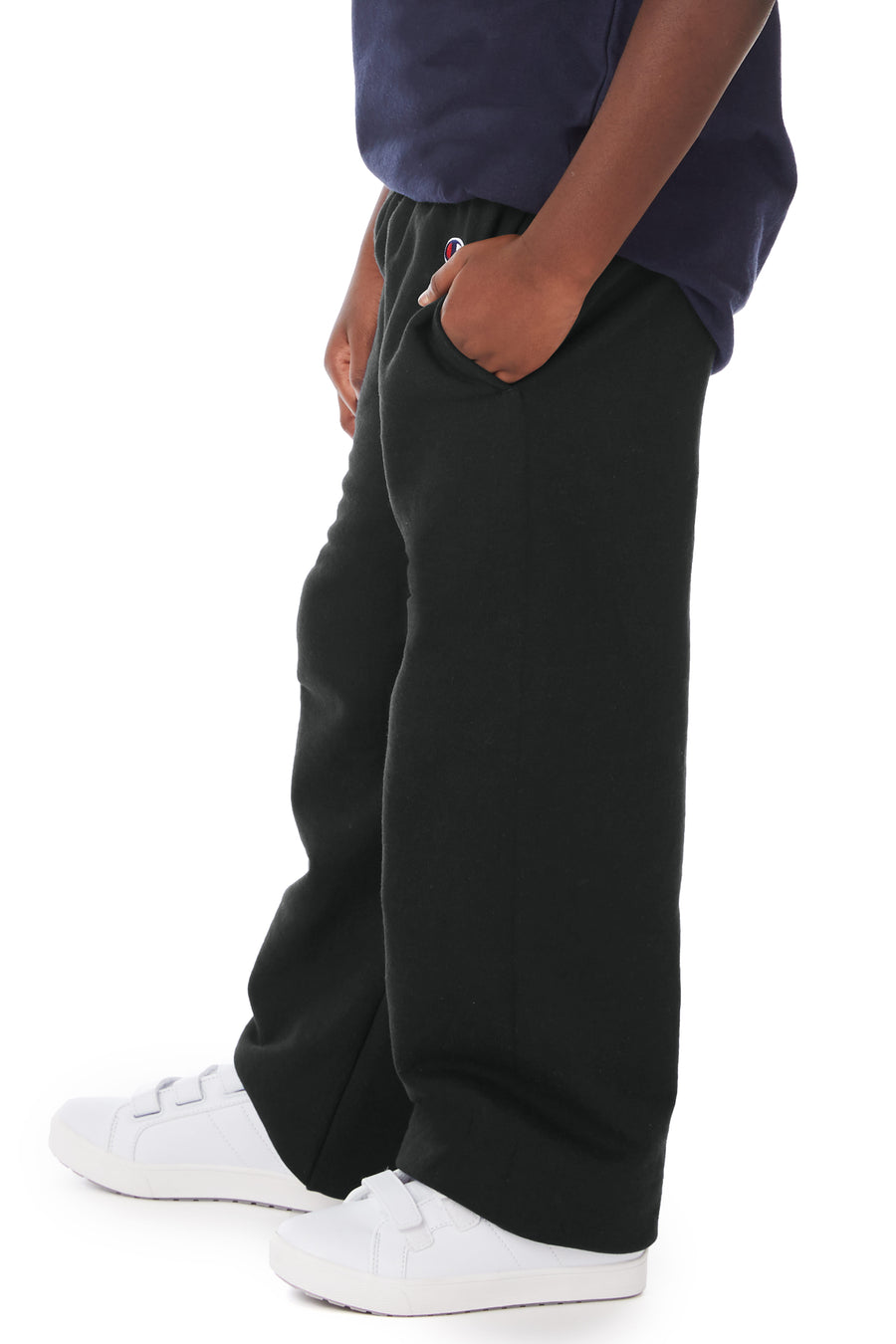 Youth Double Dry Eco® Open-Bottom Fleece Pant - Black