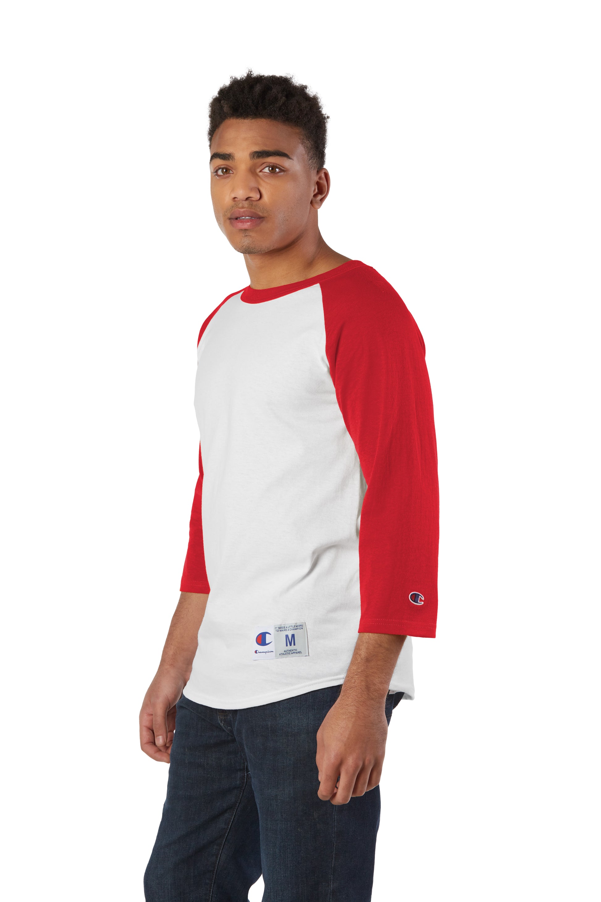 Unisex Raglan T-Shirt - White / Scarlet