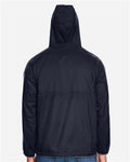Harriton M750 Navy — on model back