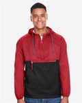 Harriton M750 Red/ Black — on model front