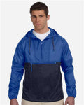 Harriton M750 Royal/ Navy — on model front