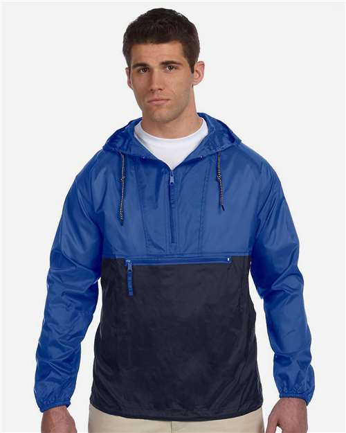 Harriton M750 Royal/ Navy — on model front
