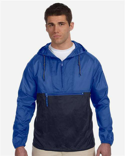 Harriton M750 Royal/ Navy — on model front