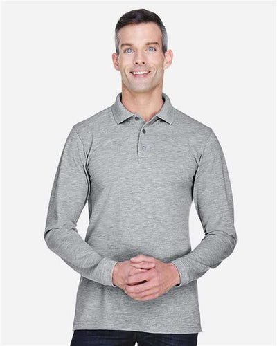 Harriton M265L Grey Heather — on model front