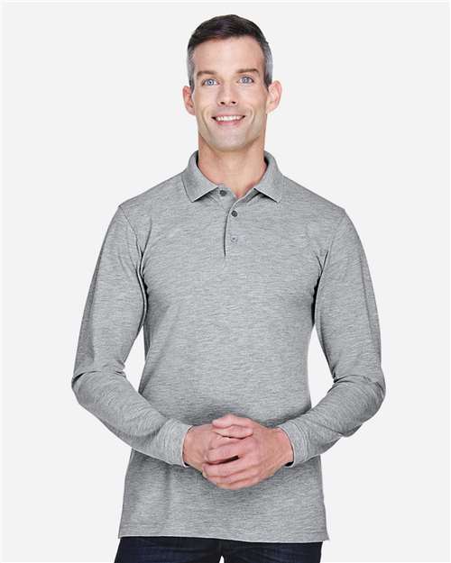 Harriton M265L Grey Heather — on model front
