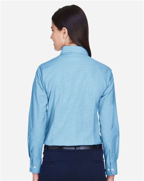 Harriton M600W Light Blue — on model back