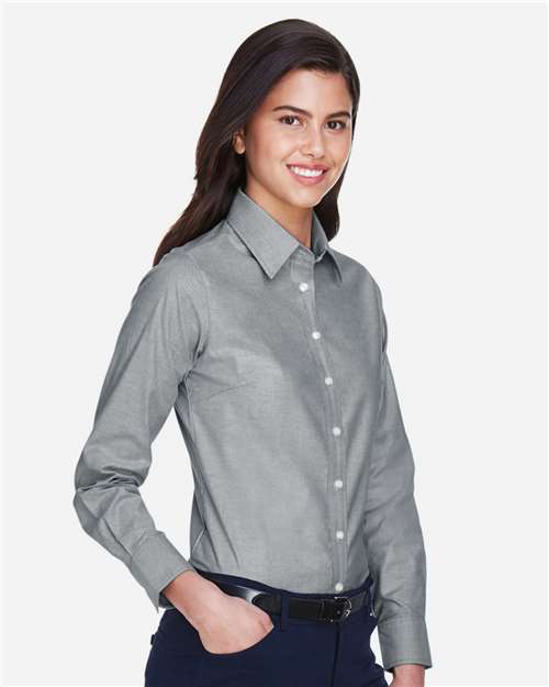 Harriton M600W Oxford Grey — on model side
