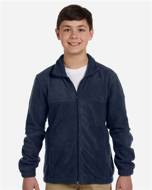 Harriton M990Y Navy — on model front