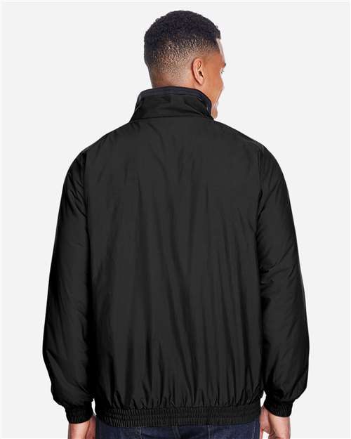 Harriton M740 Black/ Black — on model back