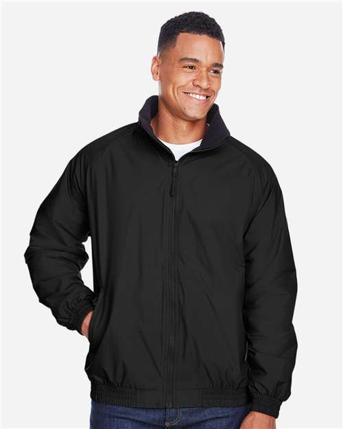 Harriton M740 Black/ Black — on model front