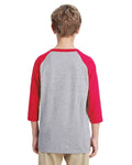 Youth Heavy Cotton��� 3/4-Raglan Sleeve T-Shirt - Sport Gray / Red