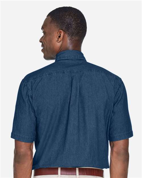 Harriton M550S Dark Denim — on model back