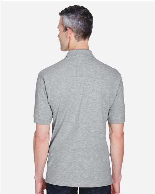 Harriton M265P Grey Heather — on model back