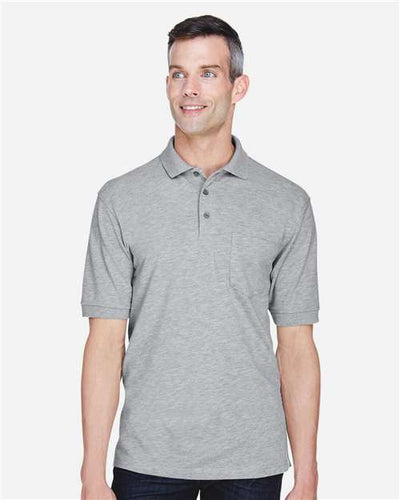 Harriton M265P Grey Heather — on model front