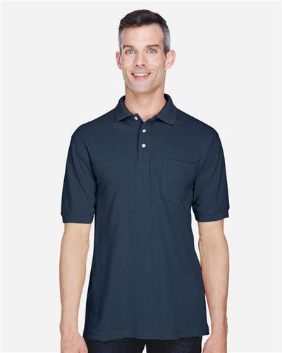 Harriton M265P Navy — on model front