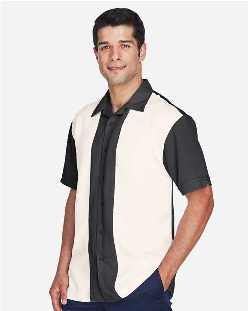 Harriton M575 Black/ Cream — on model side