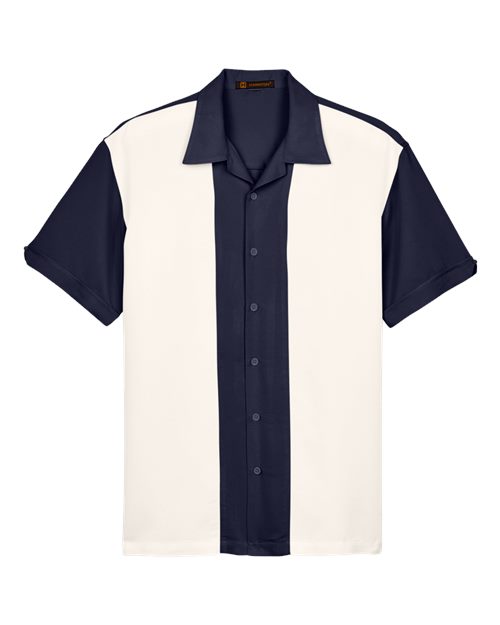 Harriton M575 Navy/ Cream — front