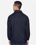 Harriton M775 Navy — on model back