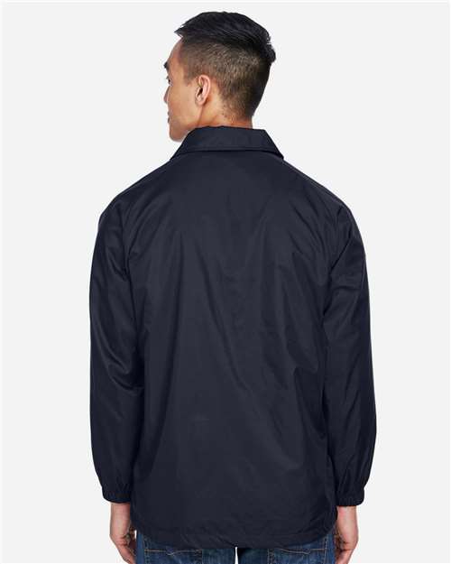 Harriton M775 Navy — on model back
