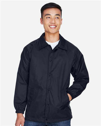 Harriton M775 Navy — on model front