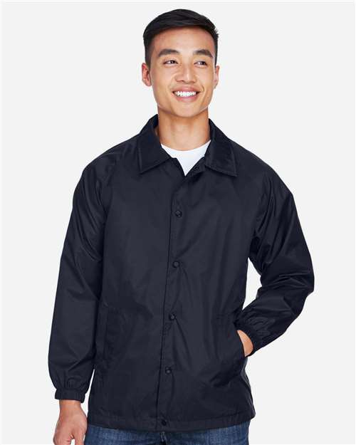 Harriton M775 Navy — on model front