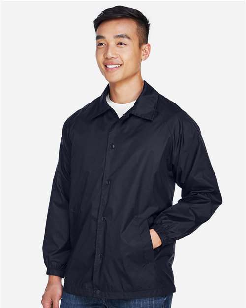 Harriton M775 Navy — on model side