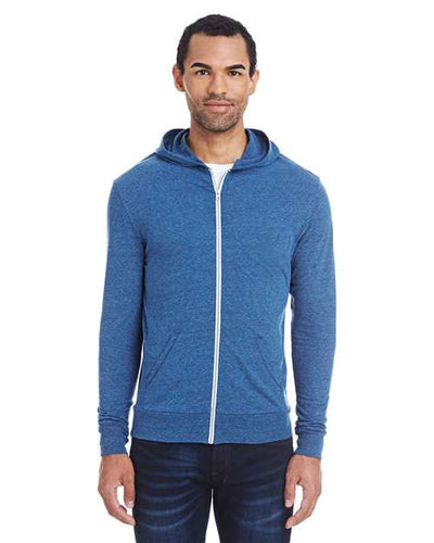 Threadfast Apparel 302Z Royal Black Triblend — on model front