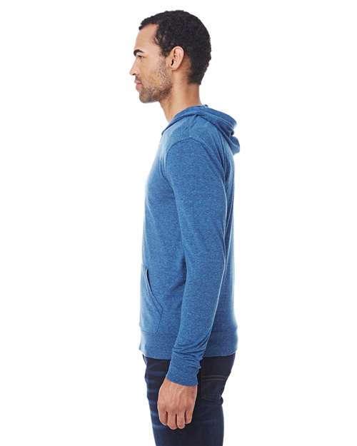 Threadfast Apparel 302Z Royal Black Triblend — on model side