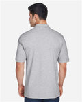 Harriton M200T Grey Heather — on model back