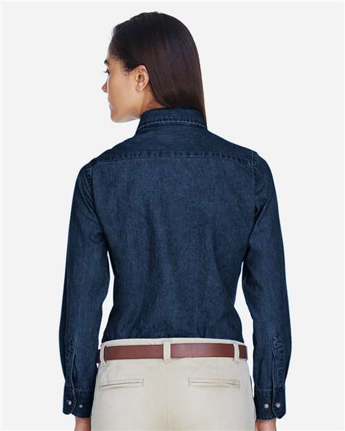 Harriton M550W Dark Denim — on model back