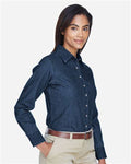 Harriton M550W Dark Denim — on model side