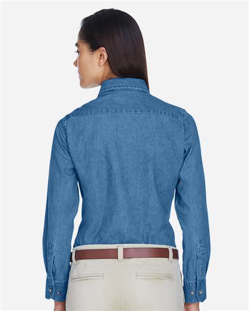 Harriton M550W Light Denim — on model back