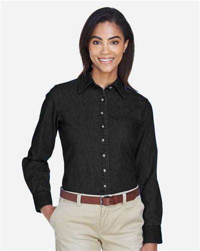 Harriton M550W Washed Black — on model front