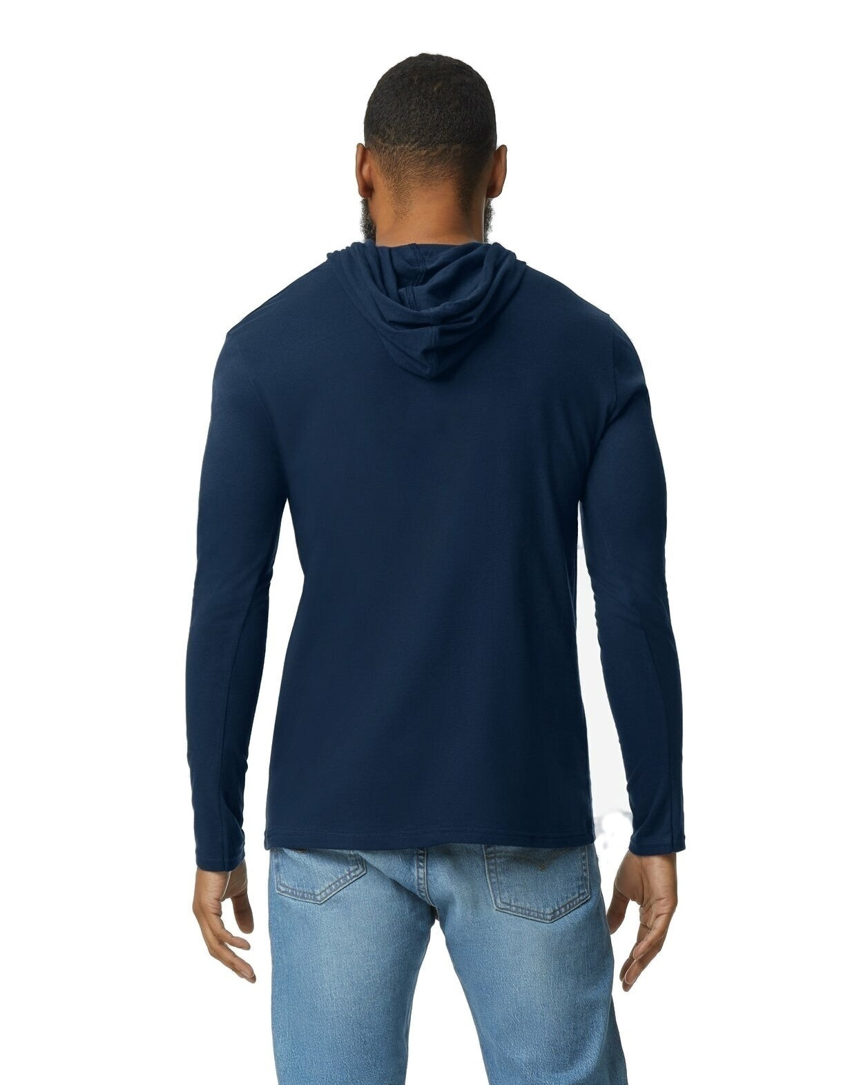Unisex Lightweight Long-Sleeve Hooded T-Shirt - Navy / Dark Gray