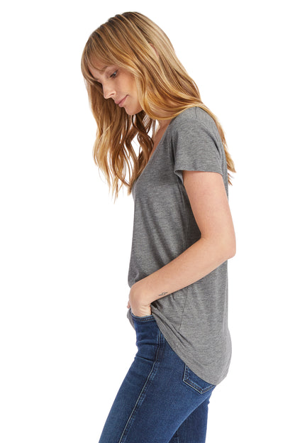 Women's Slinky-Jersey V-Neck T-Shirt - Ash Heather