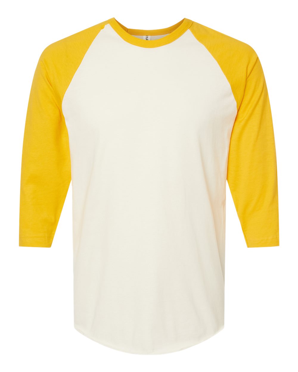Unisex Fine Jersey Raglan Tee - Vintage White/ Mellow Yellow