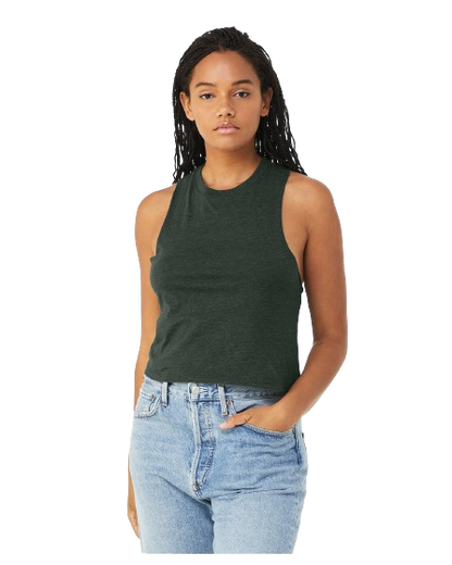 Women's Racerback Cropped Tank - Heather Forest