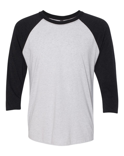 Unisex Triblend 3/4-Sleeve Raglan - Vintage Black / Heather White