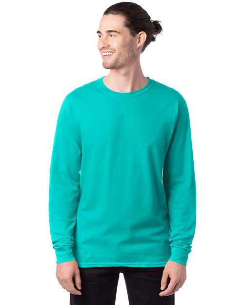 Hanes 5286 Athletic Teal — on model front