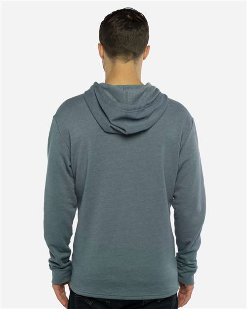 Next Level 9300 Heather Slate Blue — on model back